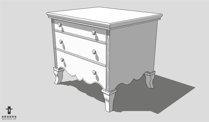 SketchUp床头柜模型草图大师床头柜3D模型Nightstand-005