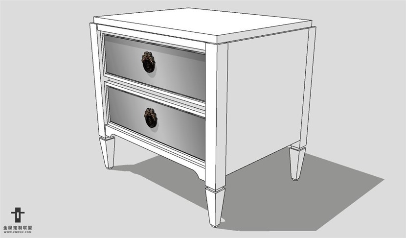 SketchUp床头柜模型草图大师床头柜3D模型Nightstand-025