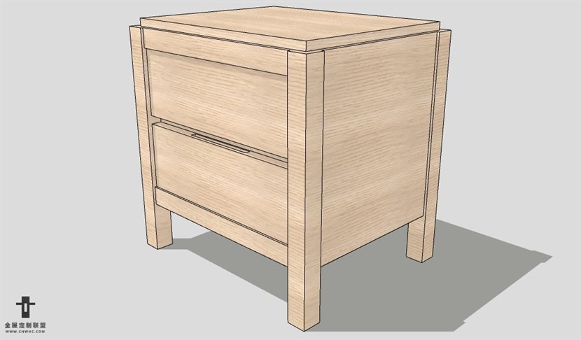 SketchUp床头柜模型草图大师床头柜3D模型Nightstand-028