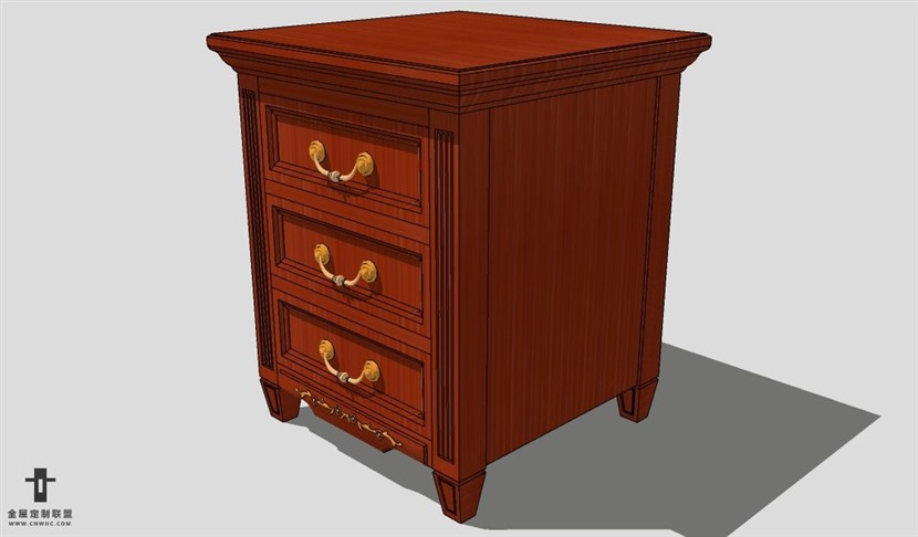 SketchUp床头柜模型草图大师床头柜3D模型Nightstand-050