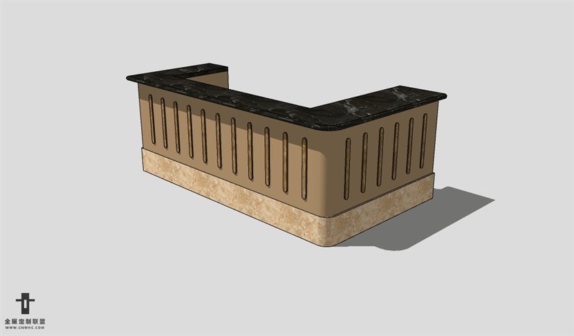 SketchUp桌子模型草图大师接待桌3D模型Reception Counter-011