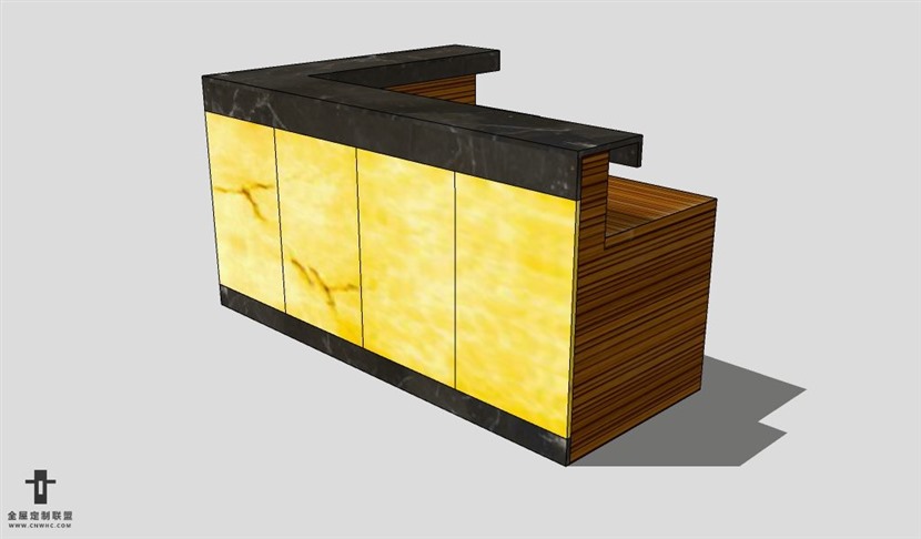 SketchUp桌子模型草图大师接待桌3D模型Reception Counter-012