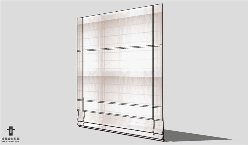 SketchUp窗帘模型草图大师窗帘3D模型Roman Blind-003