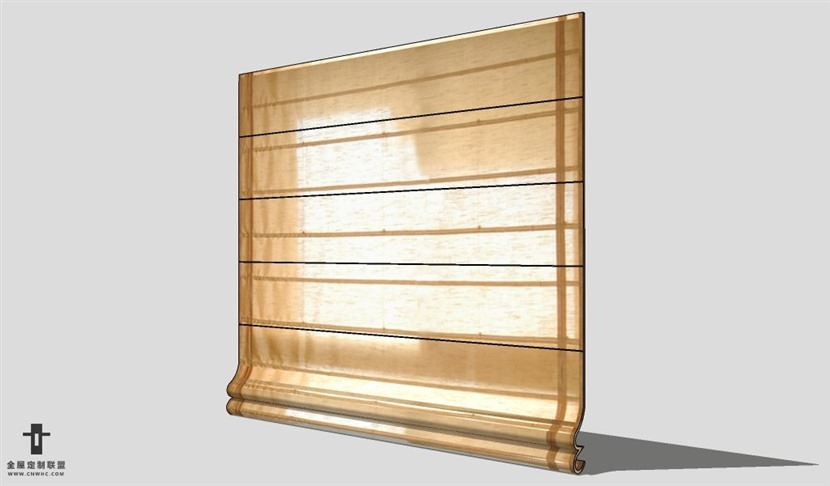 SketchUp窗帘模型草图大师窗帘3D模型Roman Blind-005