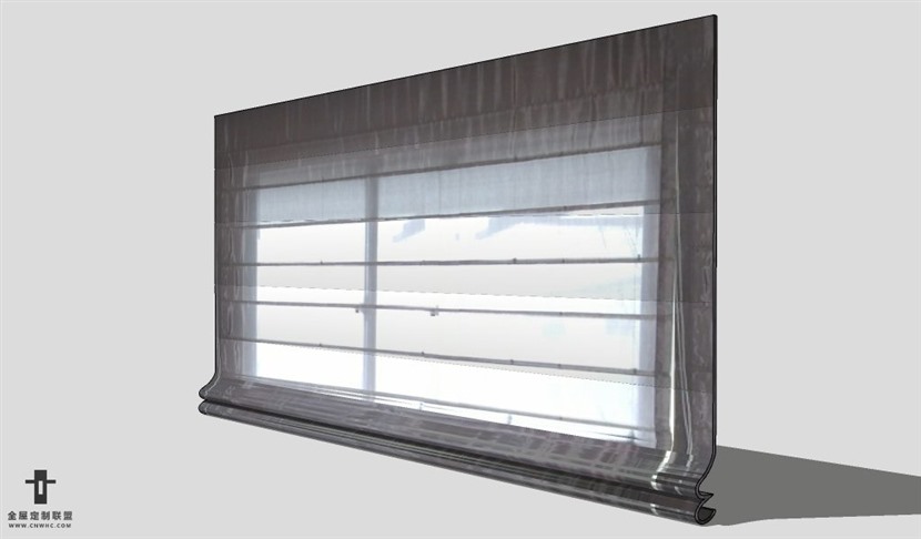 SketchUp窗帘模型草图大师窗帘3D模型Roman Blind-007