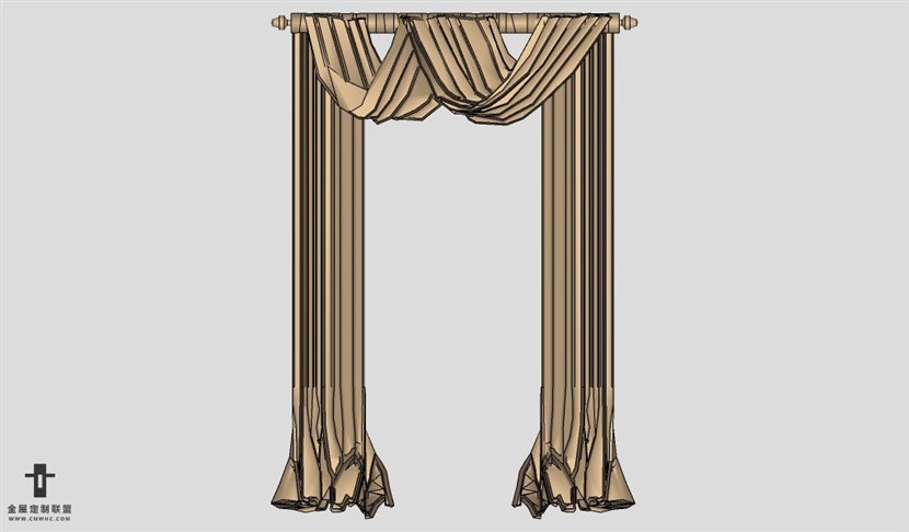 SketchUp窗帘模型草图大师窗帘3D模型Roman Blind-025