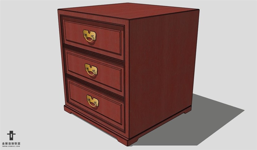 SketchUp边几模型草图大师边方几3D模型Sideboard-005