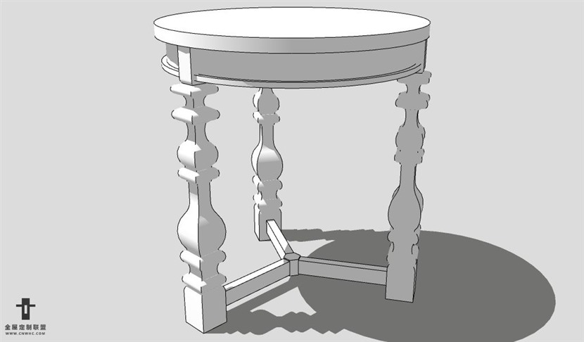 SketchUp边几模型草图大师边圆几3D模型Sideboard-028