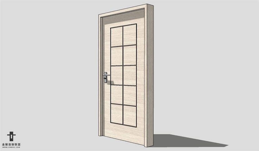 SketchUp单开门模型草图大师单开门3D模型Single Door-007