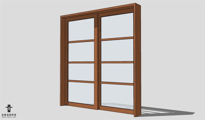 SketchUp滑门模型草图大师单移门3D模型Sliding Door-003