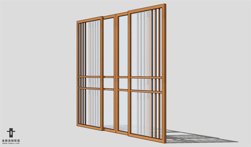 SketchUp滑门模型草图大师单移门3D模型Sliding Door-004