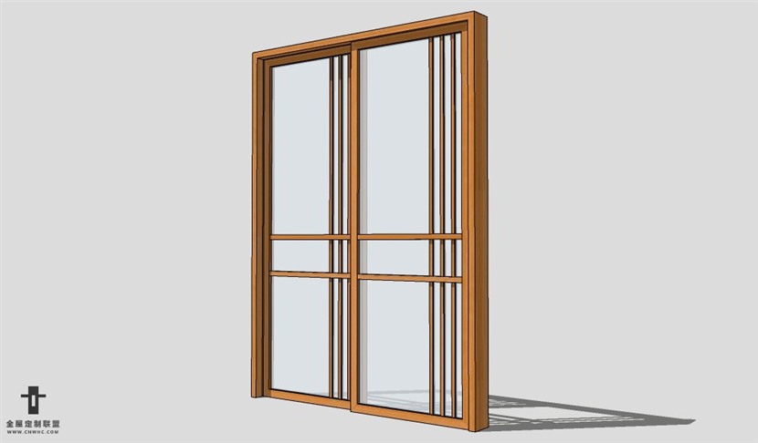 SketchUp滑门模型草图大师单移门3D模型Sliding Door-007