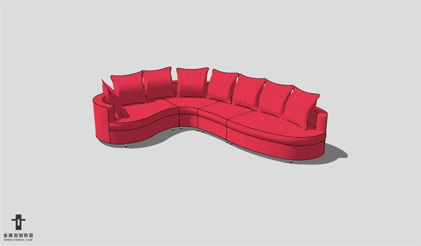 SketchUp沙发模型草图大师曲线沙发模型Sofa-003