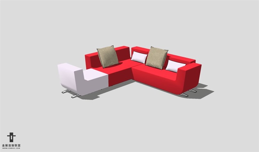 SketchUp沙发模型草图大师L型沙发模型Sofa-011