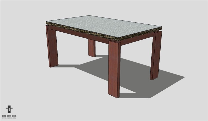 SketchUp桌子模型草图大师长餐桌3D模型table--050