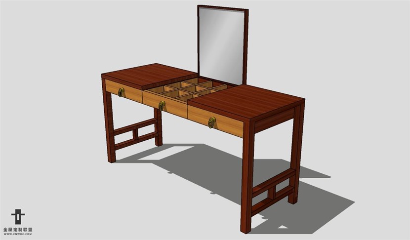 SketchUp桌子模型草图大师梳妆桌3D模型Vanity-006