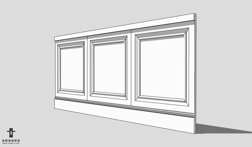 SketchUp壁板模型草图大师护墙板3D模型Wall Panel-006