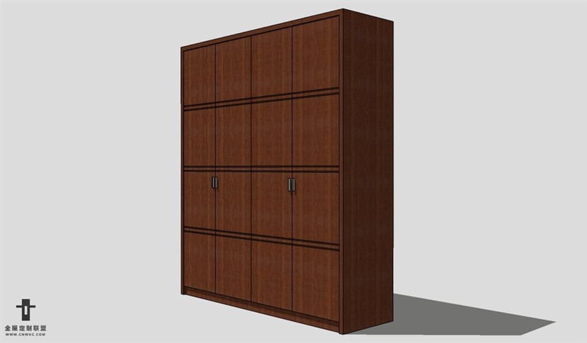 SketchUp平开门衣柜模型草图大师衣柜3D模型Wardrobe-001