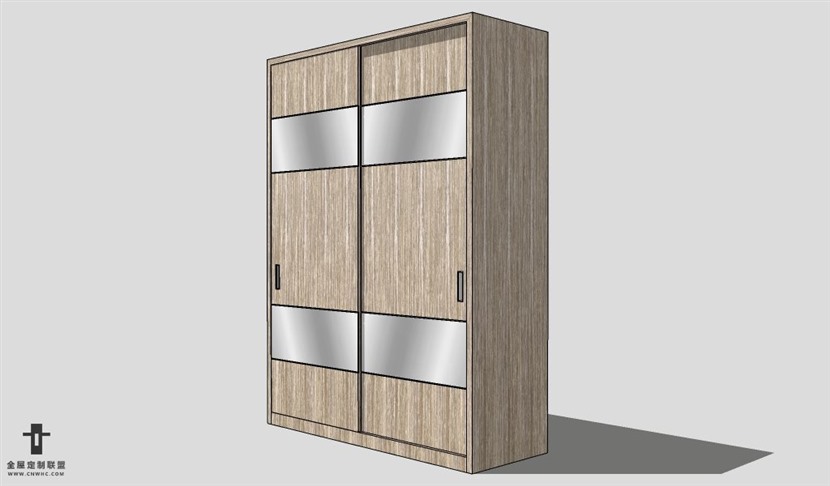 SketchUp平开门衣柜模型草图大师衣柜3D模型Wardrobe-003