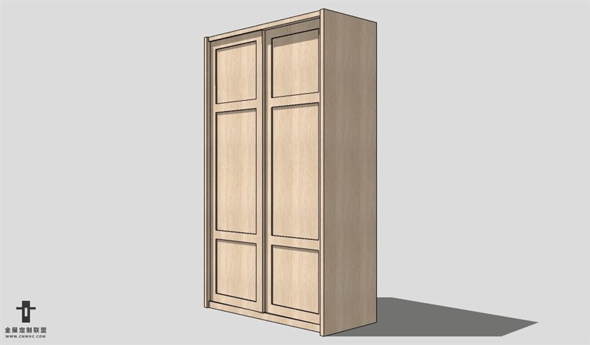 SketchUp平开门衣柜模型草图大师衣柜3D模型Wardrobe-007