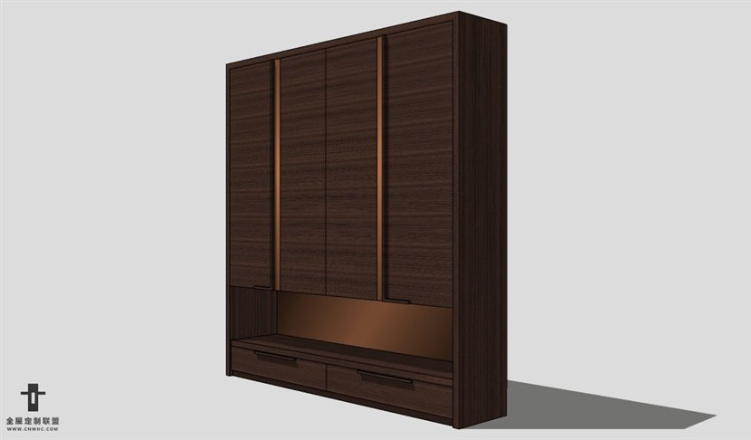 SketchUp平开门衣柜模型草图大师衣柜3D模型Wardrobe-008