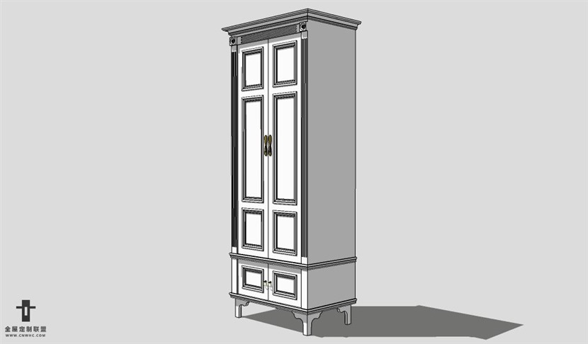 SketchUp平开门衣柜模型草图大师衣柜3D模型Wardrobe-015