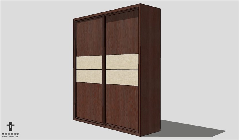 SketchUp移门衣柜模型草图大师推拉门衣柜3D模型Wardrobe-027