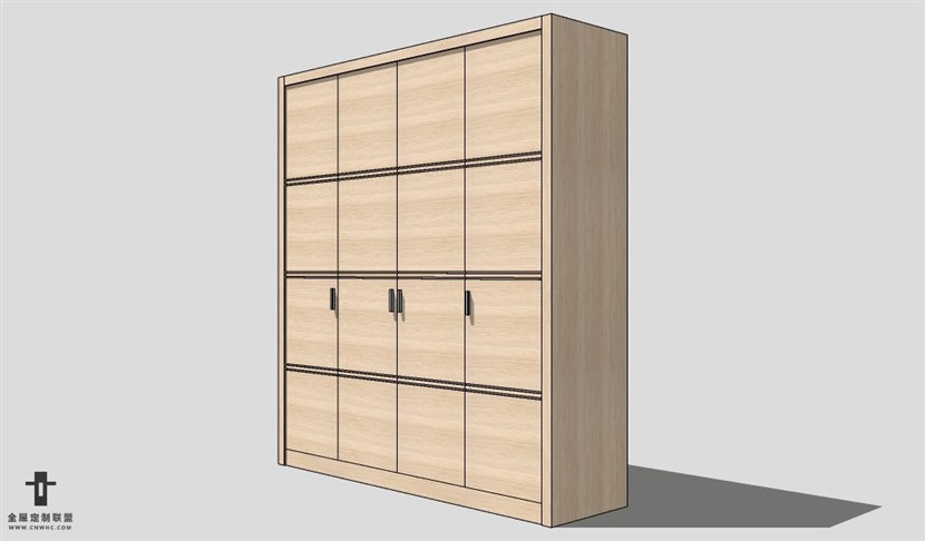 SketchUp开门衣柜模型草图大师平开门衣柜3D模型Wardrobe-035