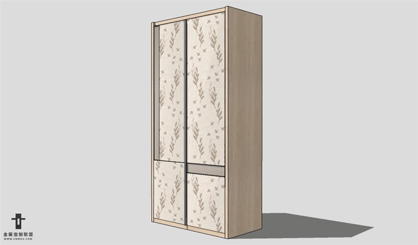 SketchUp移门衣柜模型草图大师推拉门衣柜3D模型Wardrobe-036