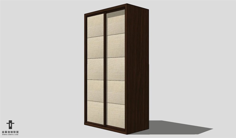 SketchUp移门衣柜模型草图大师推拉门衣柜3D模型Wardrobe-037