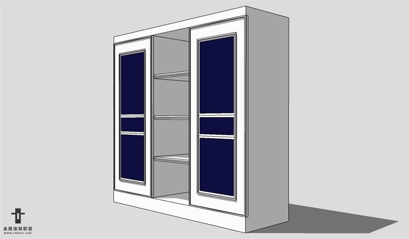 SketchUp移门衣柜模型草图大师推拉门衣柜3D模型Wardrobe-035