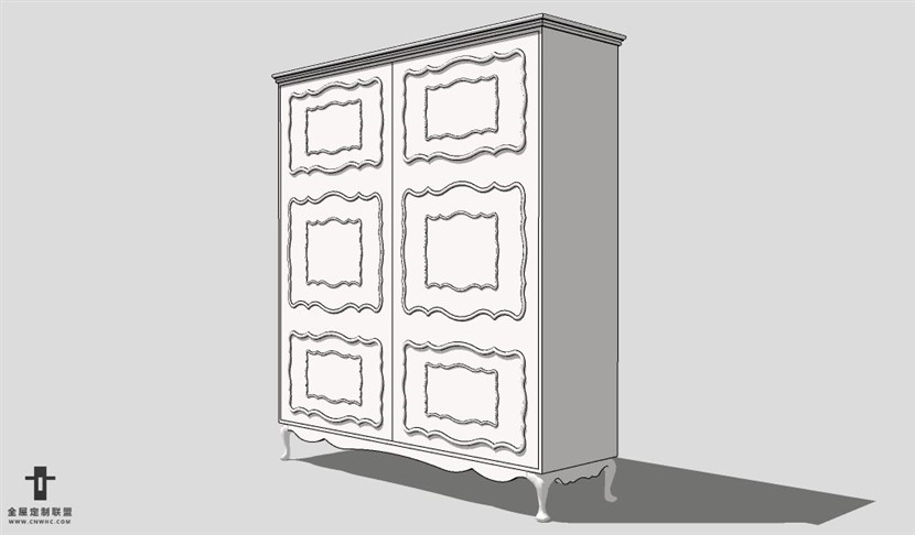 SketchUp开门衣柜模型草图大师平开门衣柜3D模型Wardrobe-039