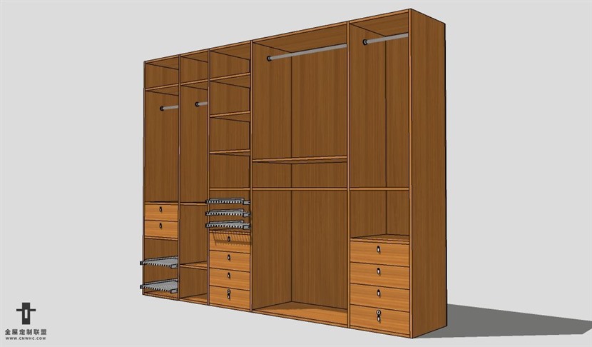 SketchUp移门衣柜模型草图大师推拉门衣柜3D模型Wardrobe-045