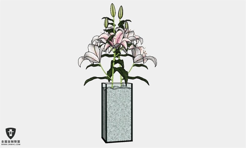 室内花瓶摆设向日葵装饰品SketchUp模型库草图大师模型下载Vase-102