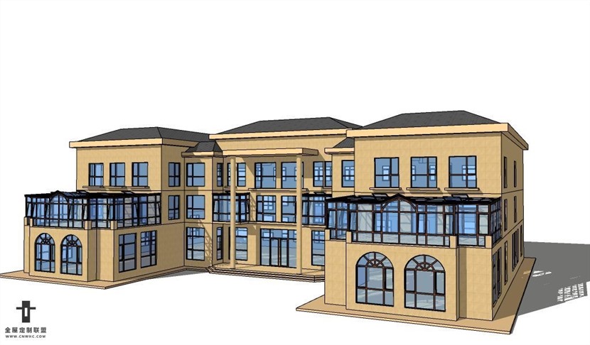 SketchUp草图大师阳光房室外建筑模型下载-005