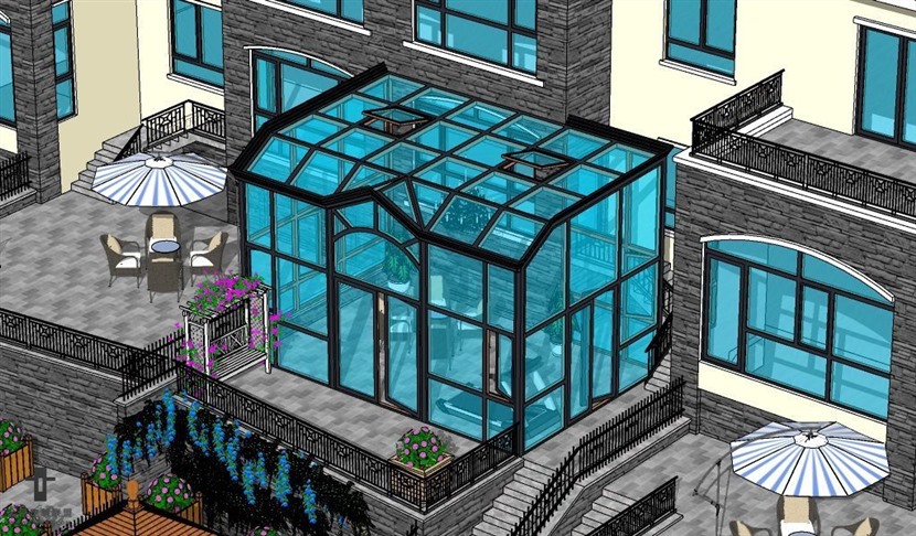 SketchUp草图大师阳光房室外建筑模型下载-007