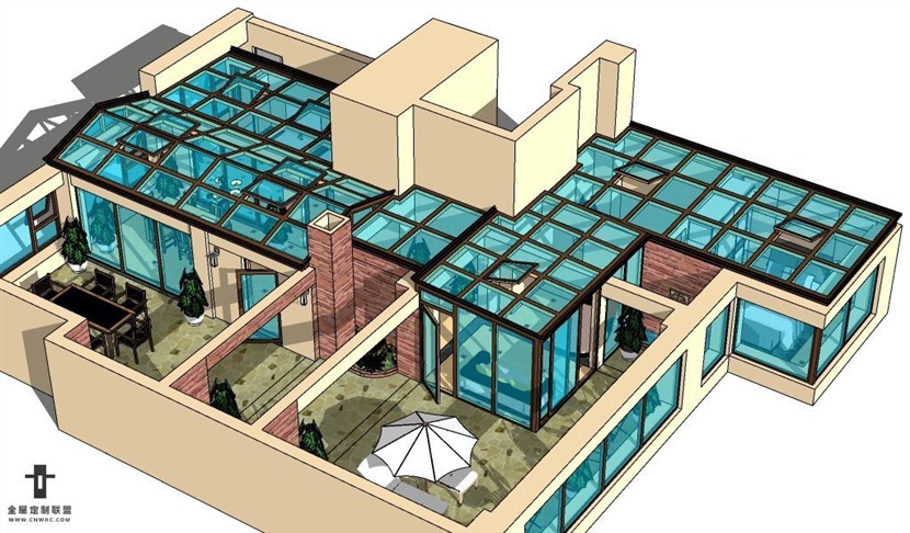 SketchUp草图大师阳光房室外建筑模型下载-016