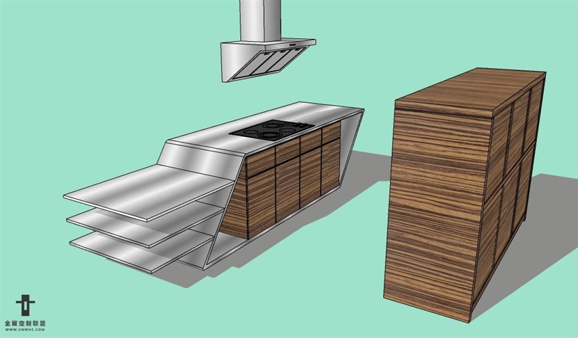 SketchUp草图大师厨房现代风格整体橱柜组合SU模型下载012SKP模型