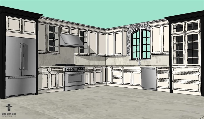 SketchUp草图大师厨房欧式整体橱柜组合SU模型下载005SKP模型