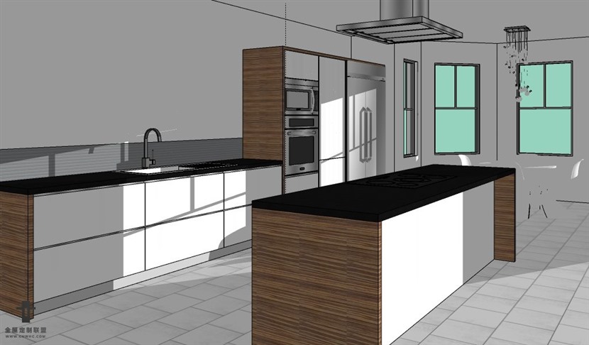 SketchUp草图大师厨房现代风格整体橱柜组合SU模型下载009SKP模型