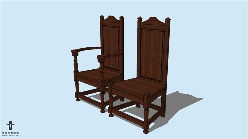 SketchUp精品欧式椅子模型草图大师欧式椅子模型下载-ArmChair-016SKP模型