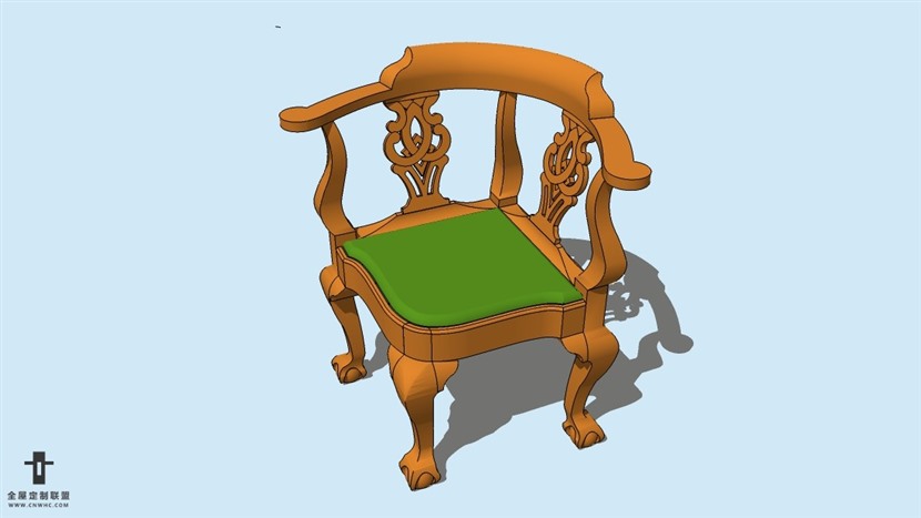 SketchUp精品欧式椅子模型草图大师欧式椅子模型下载-ArmChair-022SKP模型