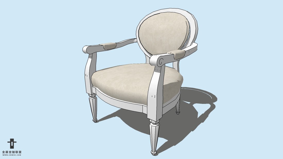 SketchUp精品欧式椅子模型草图大师欧式椅子模型下载-ArmChair-024SKP模型