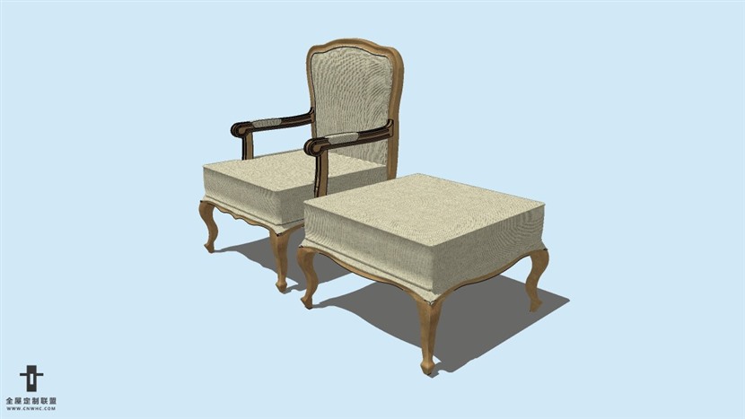 SketchUp精品欧式椅子模型草图大师欧式椅子模型下载-ArmChair-025SKP模型