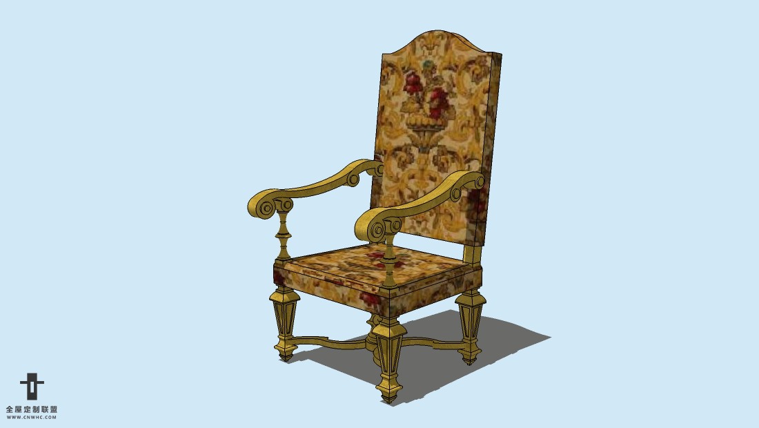 SketchUp精品欧式椅子模型草图大师欧式椅子模型下载-ArmChair-034SKP模型