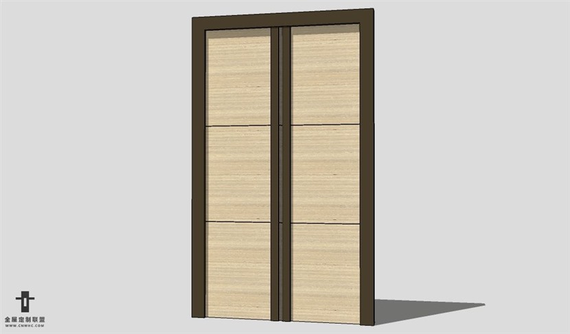 SketchUp双开门模型草图大师单双门3D模型Single Door-003