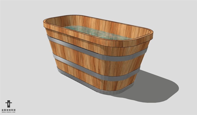 SketchUp木质浴缸模型草图大师卫生间用品3D模型Tub-004