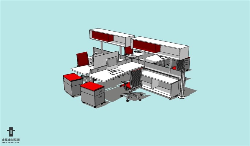 SketchUp草图大师办公桌椅家具组合SU模型下载094SKP模型