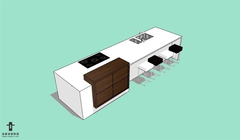 SketchUp草图大师厨房整体橱柜模型下载002SKP模型