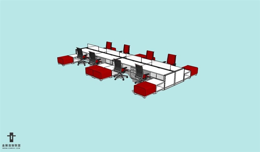 SketchUp草图大师办公家具组合SU模型下载002SKP模型